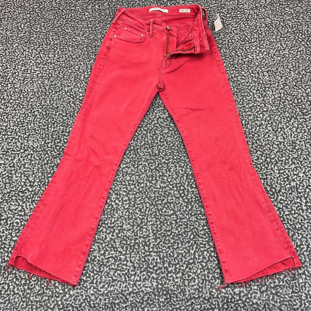 Mavi Anika Jeans Women 26x25 Red Mid Rise Crop Flare Denim Pants Outdoor New‎